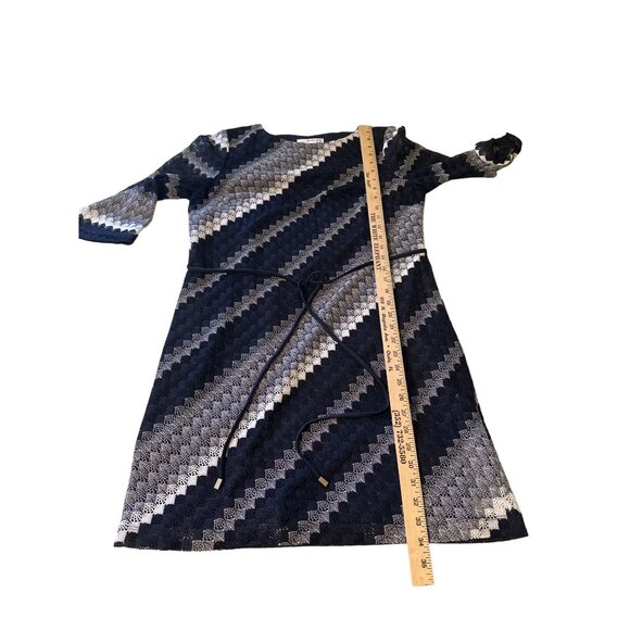 💖Studio One NY Women's Size 14P Lace Chevron Dress With Belt - Picture 3 of 6